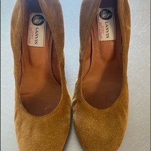 Lanvin Ballerina Wedge Camel Suede